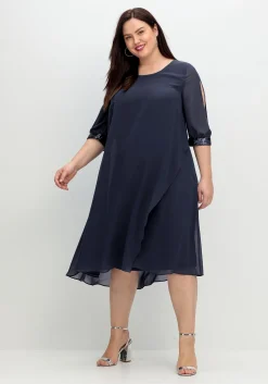 Abendkleid aus Georgette, mit geschlitztem Ärmel<sheego New