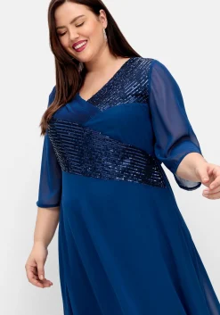 Abendkleid in Wickeloptik, mit Pailletten<sheego Outlet