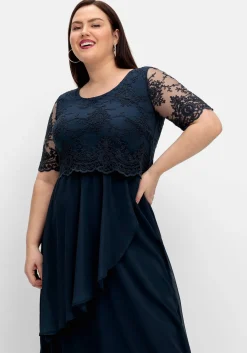 Abendkleid mit besticktem Mesh-Oberteil<sheego Outlet