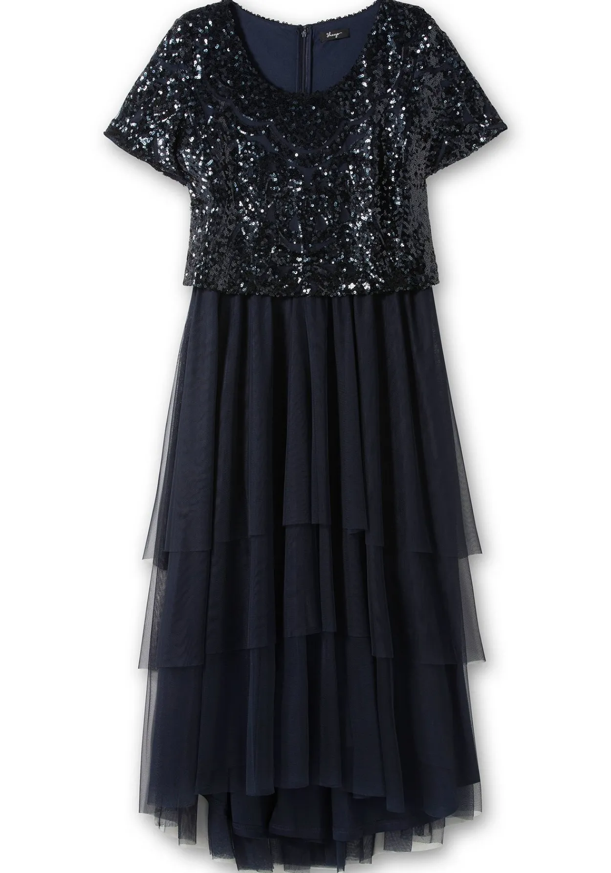 Abendkleid mit lose fallendem Paillettenoberteil<sheego Online