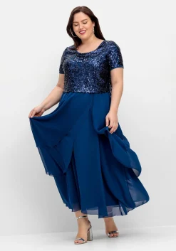 Abendkleid mit Paillettenoberteil und Lagen-Rock<sheego Best