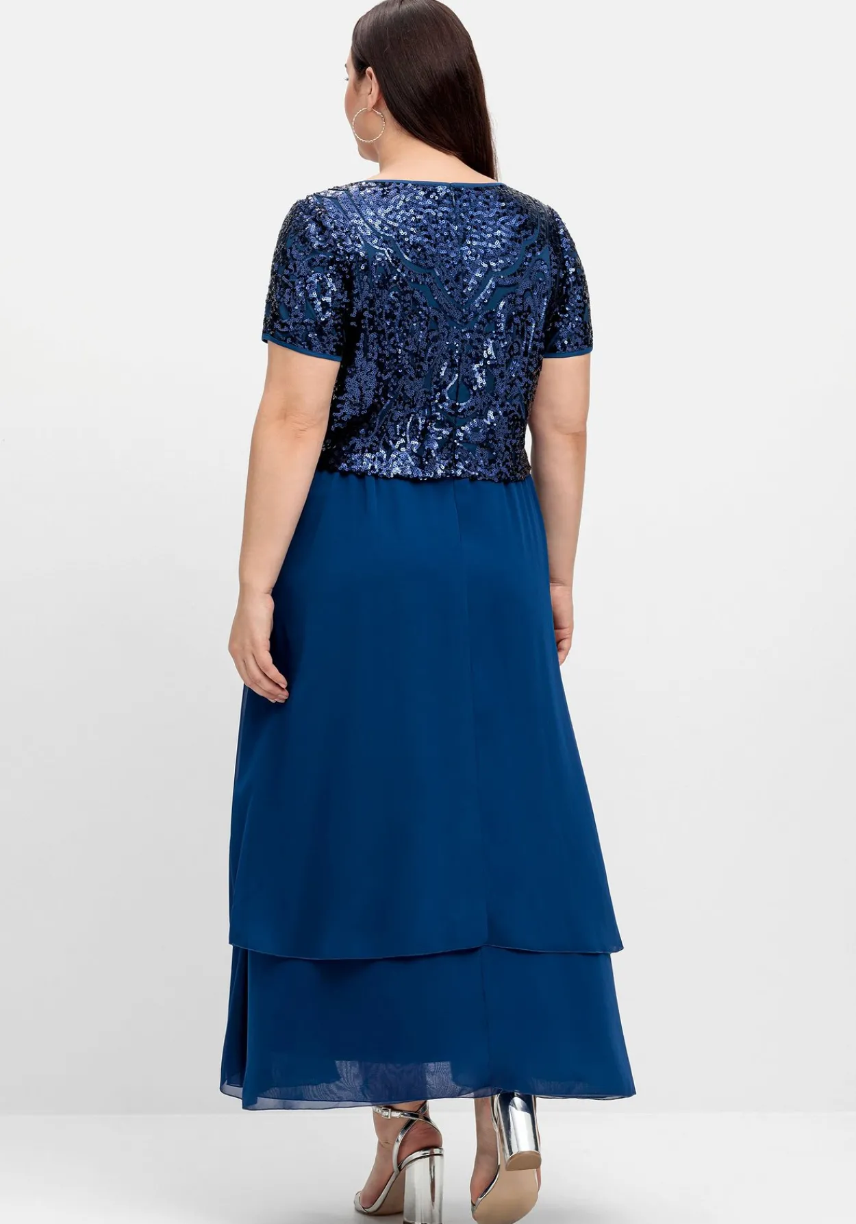 Abendkleid mit Paillettenoberteil und Lagen-Rock<sheego Best