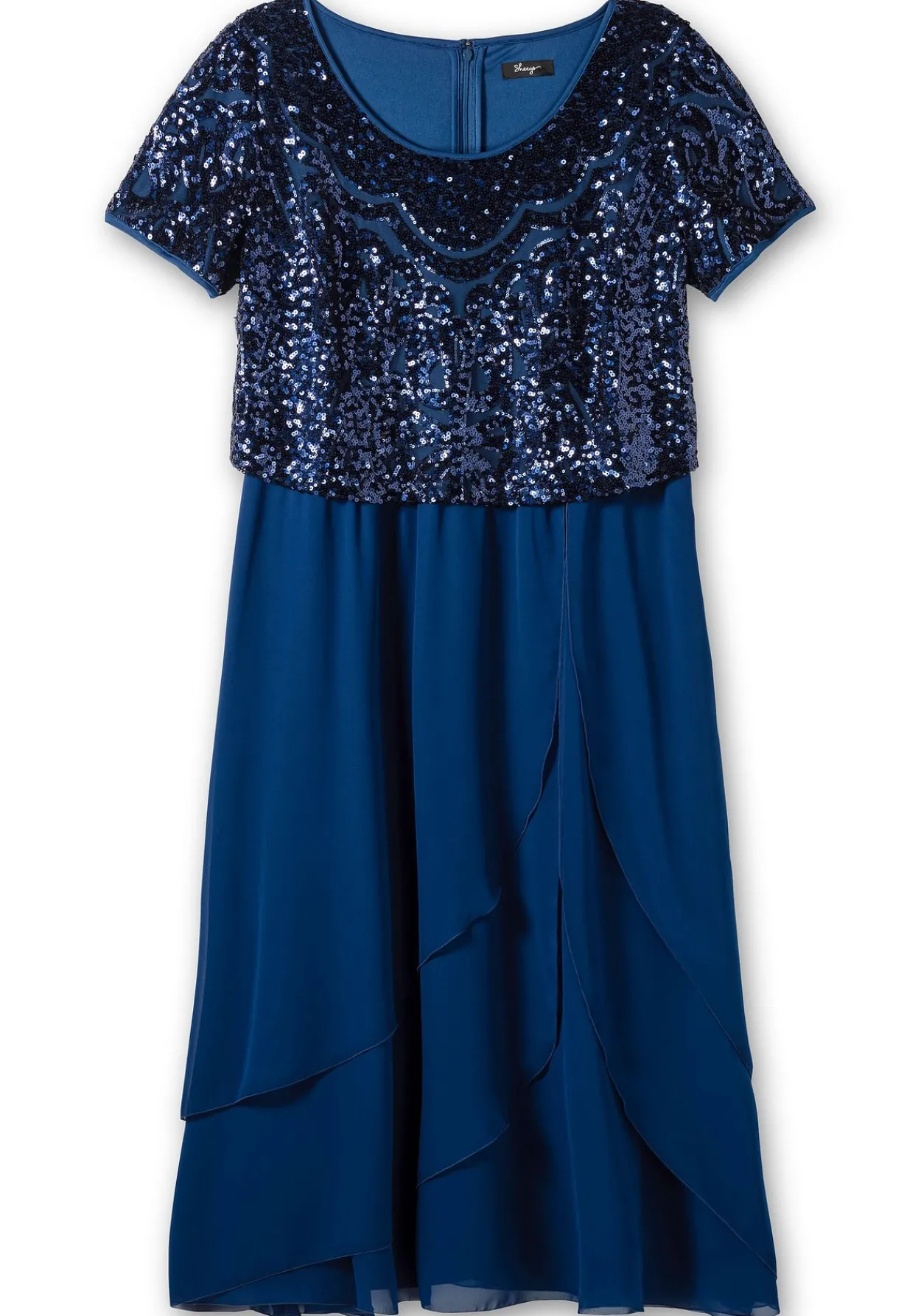 Abendkleid mit Paillettenoberteil und Lagen-Rock<sheego Best
