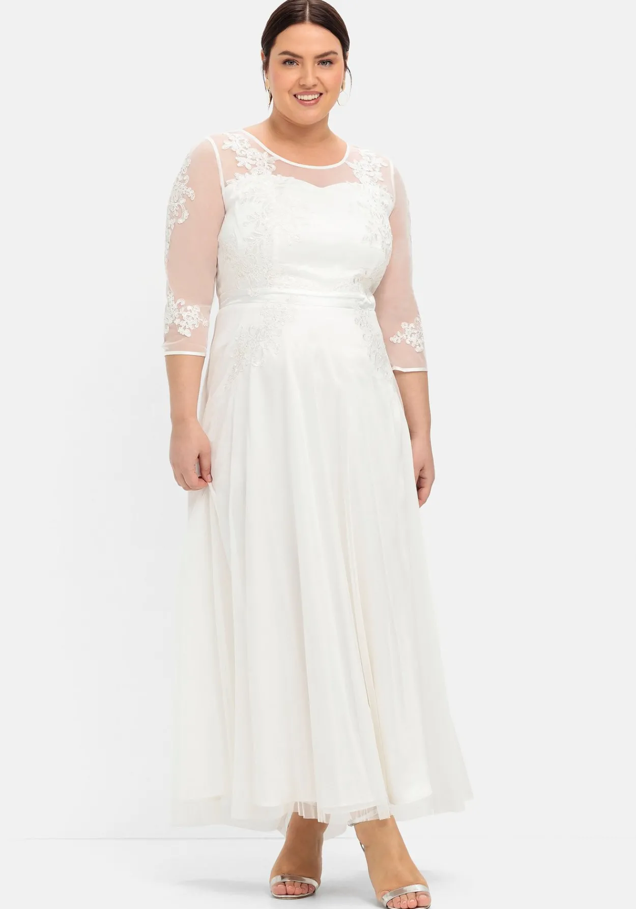 Abendkleid mit Spitzenapplikationen in Corsagenoptik<sheego Sale