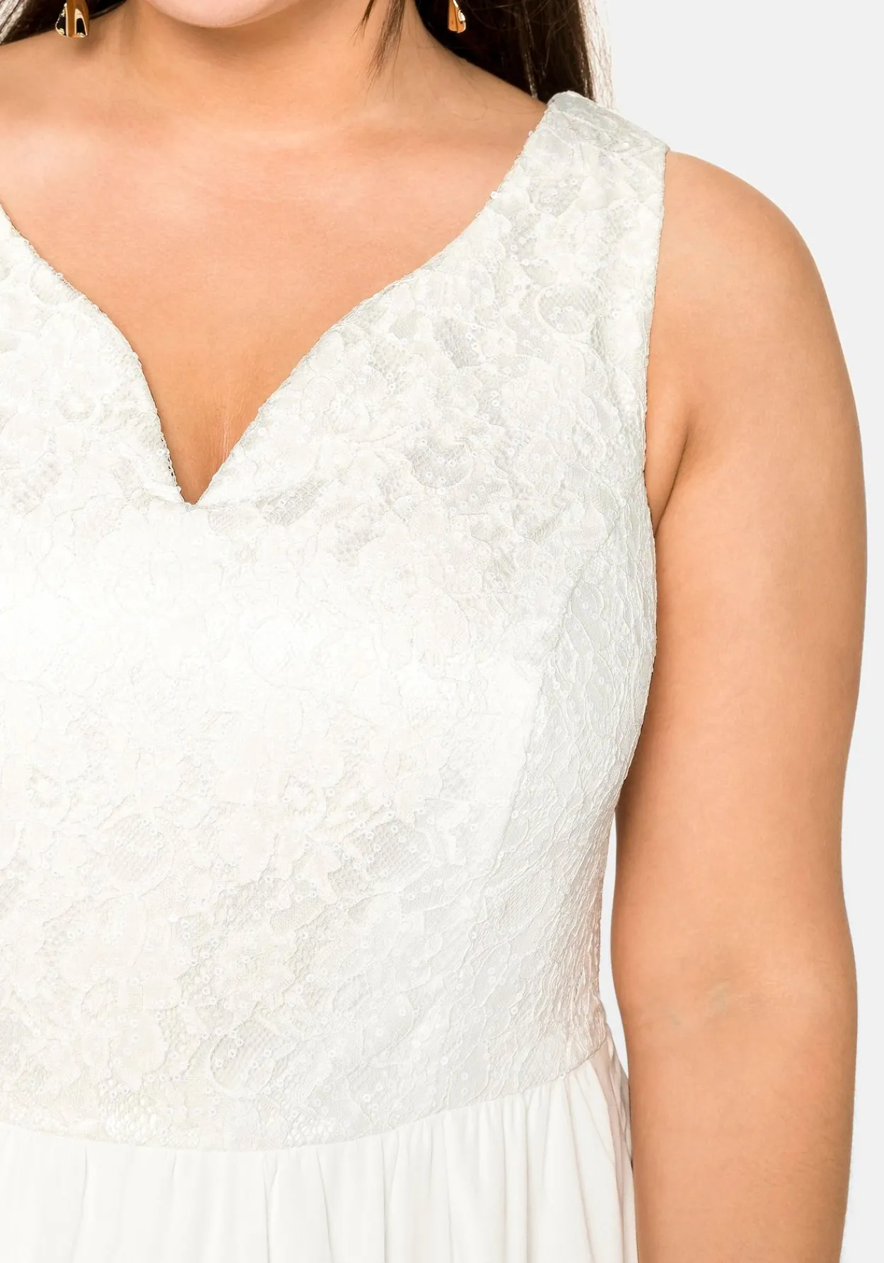 Abendkleid mit Spitzenoberteil und Chiffonrock<sheego Fashion