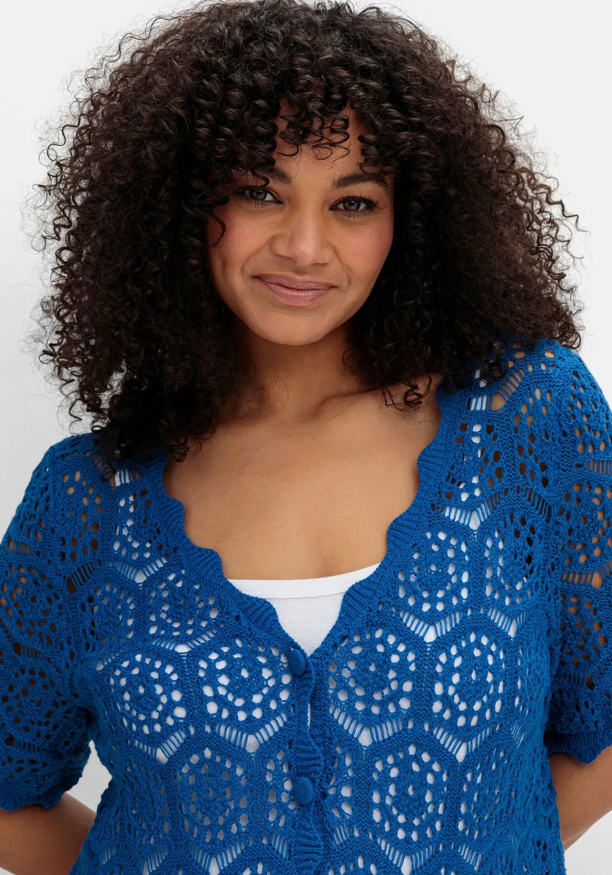 Ajour-Strickjacke mit kurzem Arm<sheego by Joe Browns Discount