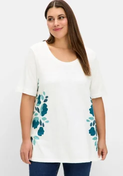 A-Linien-Shirt mit Floral-Druck und Stickerei<sheego Hot