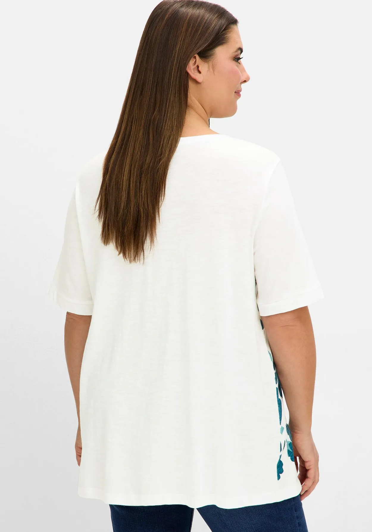 A-Linien-Shirt mit Floral-Druck und Stickerei<sheego Hot