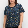 A-Linien-Shirt mit Kellerfalten und Blumendruck<sheego Clearance