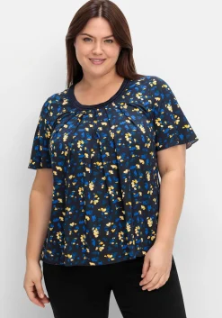 A-Linien-Shirt mit Kellerfalten und Blumendruck<sheego Clearance