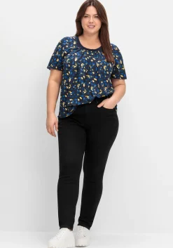 A-Linien-Shirt mit Kellerfalten und Blumendruck<sheego Clearance