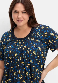 A-Linien-Shirt mit Kellerfalten und Blumendruck<sheego Clearance