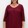3/4-Arm-Shirt aus Rippjersey, mit Kellerfalte, in A-Linie<sheego New