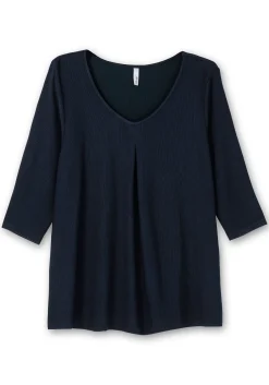 3/4-Arm-Shirt aus Rippjersey, mit Kellerfalte, in A-Linie<sheego Fashion