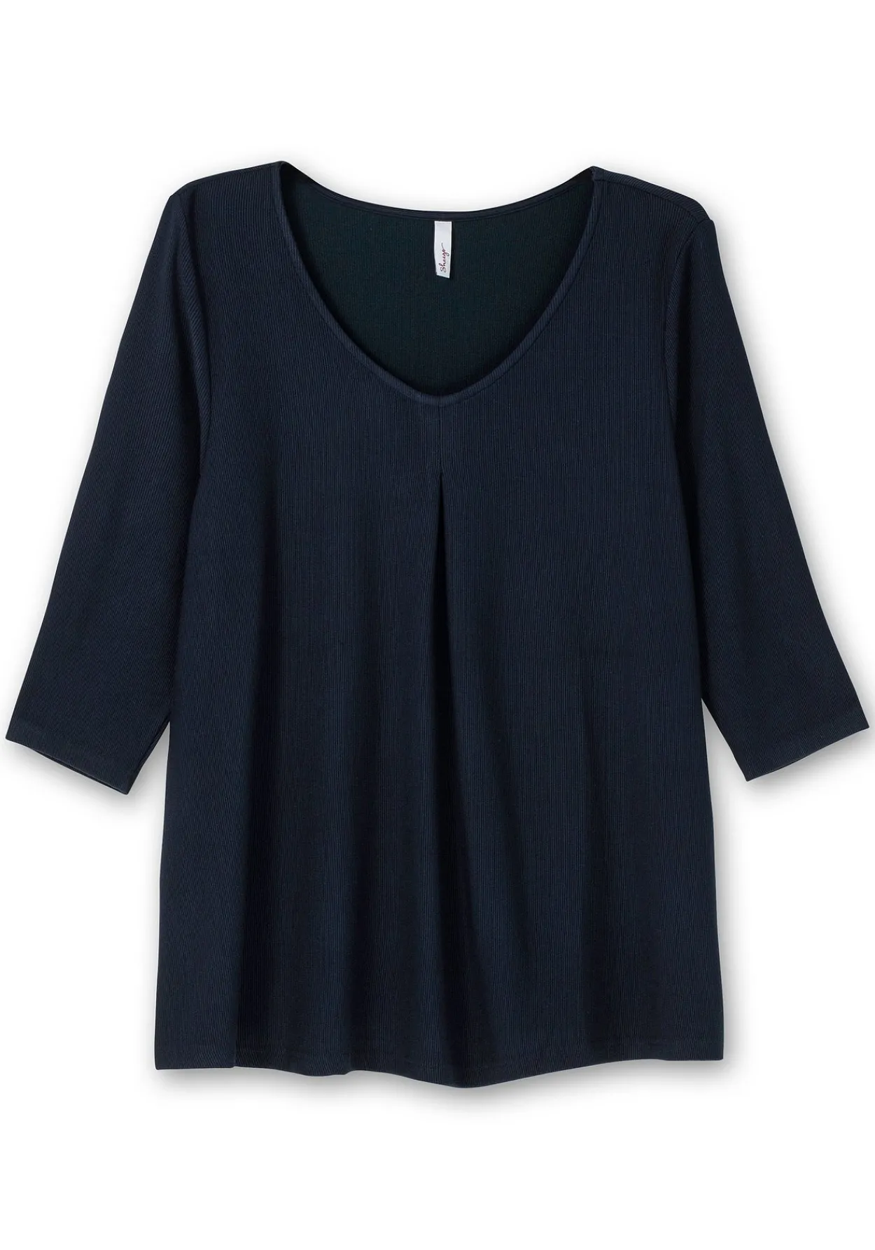 3/4-Arm-Shirt aus Rippjersey, mit Kellerfalte, in A-Linie<sheego Fashion