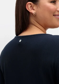3/4-Arm-Shirt aus Rippjersey, mit Kellerfalte, in A-Linie<sheego Fashion