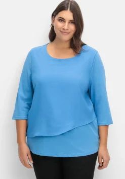 3/4-Arm-Shirt in Layeroptik, im Materialmix<sheego Sale