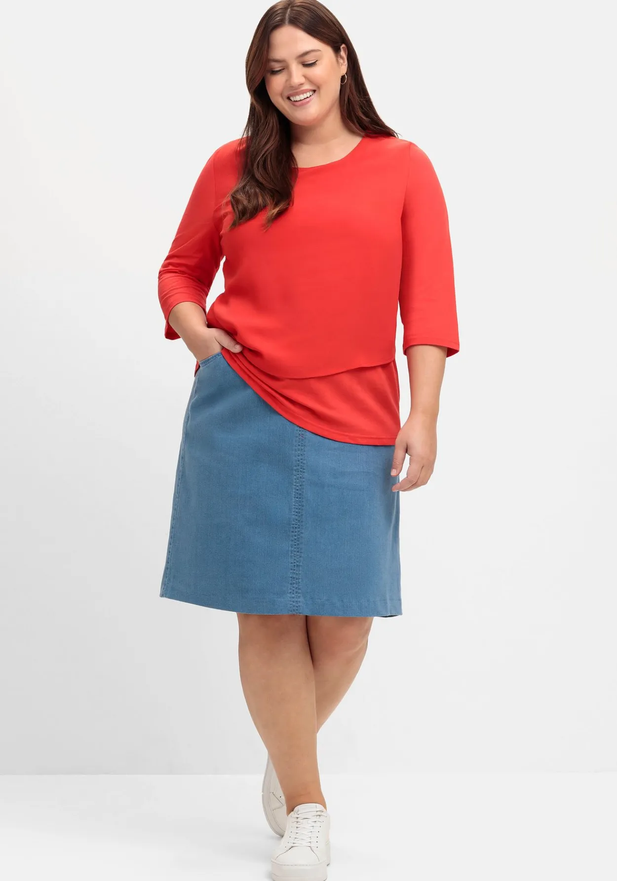 3/4-Arm-Shirt in Layeroptik, im Materialmix<sheego Outlet
