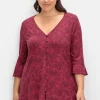 3/4-Arm-Shirt mit Blumenprint und Knopfleiste<sheego Discount