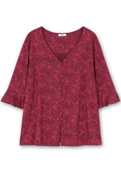 3/4-Arm-Shirt mit Blumenprint und Knopfleiste<sheego Discount