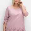 3/4-Arm-Shirt mit breiter, aufgesetzter Spitze<sheego Discount