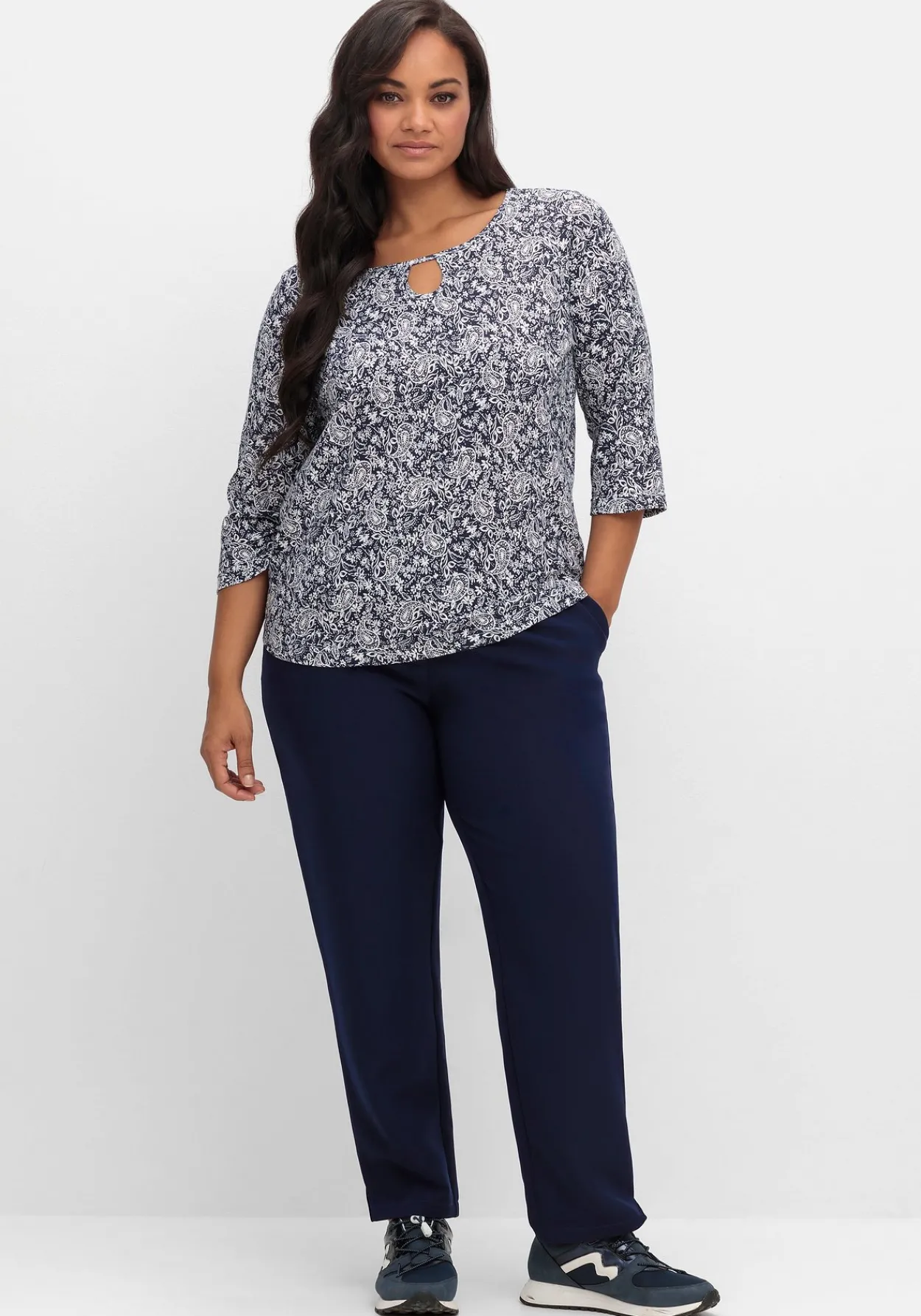 3/4-Arm-Shirt mit Cut-out am Ausschnitt<sheego Discount