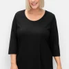 3/4-Arm-Shirt mit dezent glänzender Blende<sheego Outlet