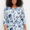 3/4-Arm-Shirt mit floralem Alloverdruck<sheego New
