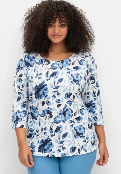 3/4-Arm-Shirt mit floralem Alloverdruck<sheego New