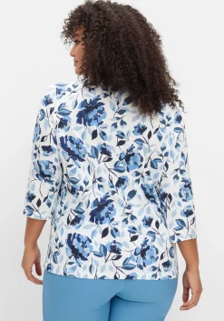 3/4-Arm-Shirt mit floralem Alloverdruck<sheego New