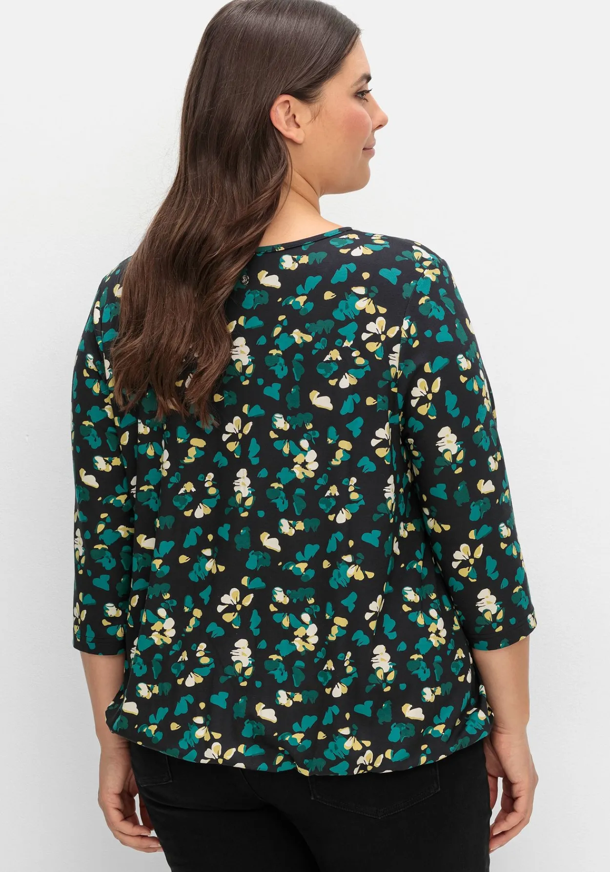 3/4-Arm-Shirt mit floralem Alloverdruck<sheego Hot