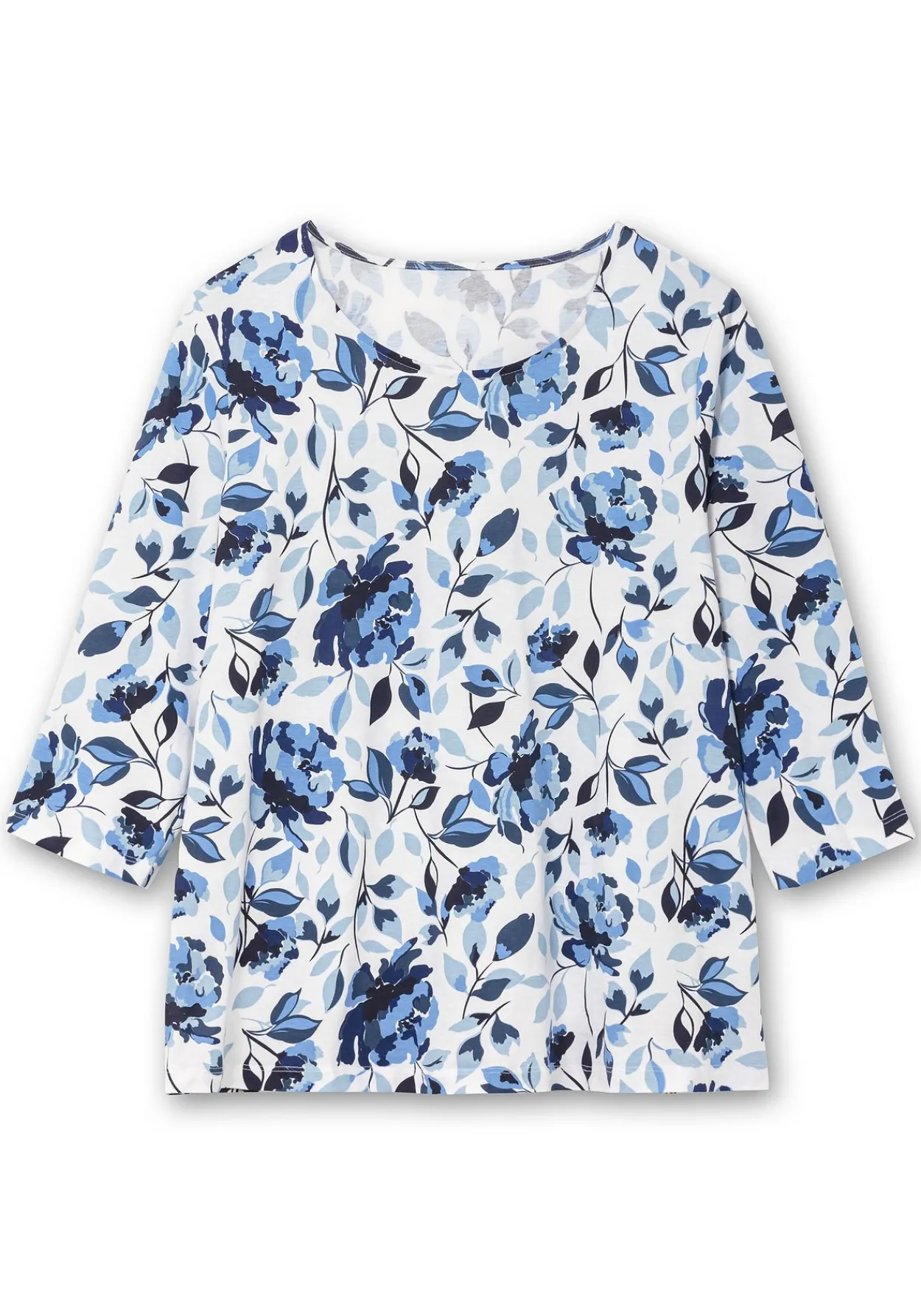 3/4-Arm-Shirt mit floralem Alloverdruck<sheego New