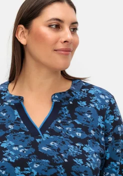 3/4-Arm-Shirt mit floralem Alloverdruck<sheego Fashion