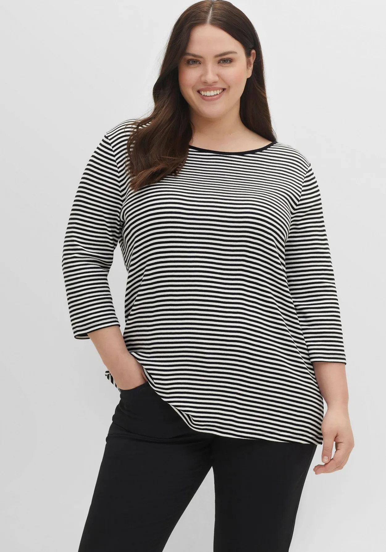 3/4-Arm-Shirt mit garngefärbten Ringeln<sheego Best