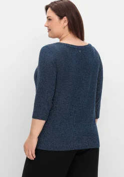 3/4-Arm-Shirt mit Glitzergarn und U-Boot-Ausschnitt<sheego Discount
