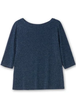 3/4-Arm-Shirt mit Glitzergarn und U-Boot-Ausschnitt<sheego Discount