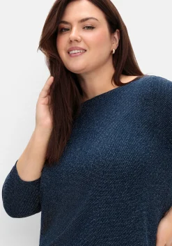 3/4-Arm-Shirt mit Glitzergarn und U-Boot-Ausschnitt<sheego Discount