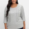 3/4-Arm-Shirt mit Glitzerstein-Applikation<sheego Hot