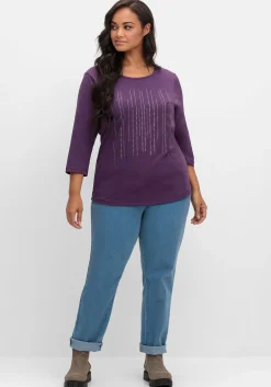 3/4-Arm-Shirt mit Glitzerstein-Applikation<sheego Hot