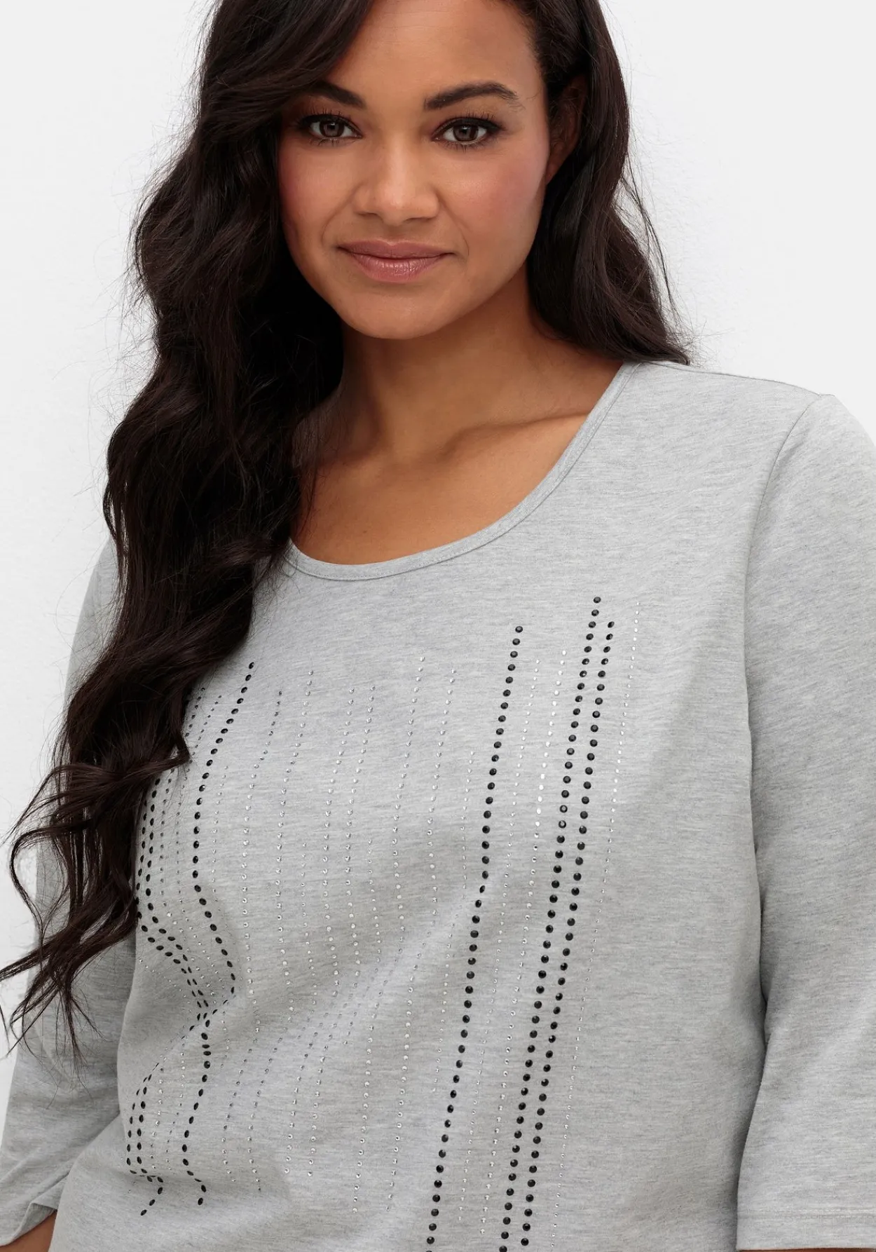 3/4-Arm-Shirt mit Glitzerstein-Applikation<sheego Hot