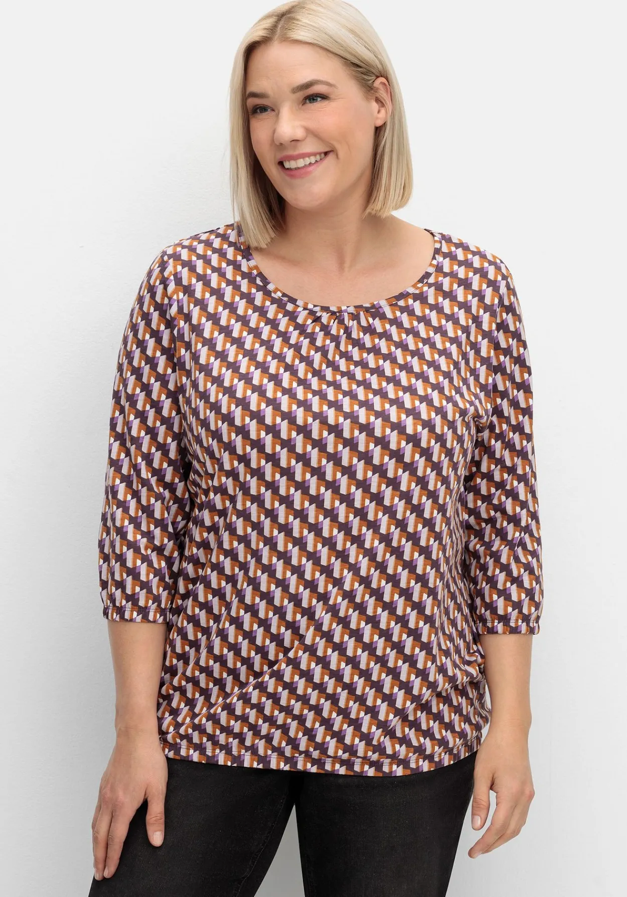 3/4-Arm-Shirt mit Grafikprint und Gummizugbund<sheego Clearance