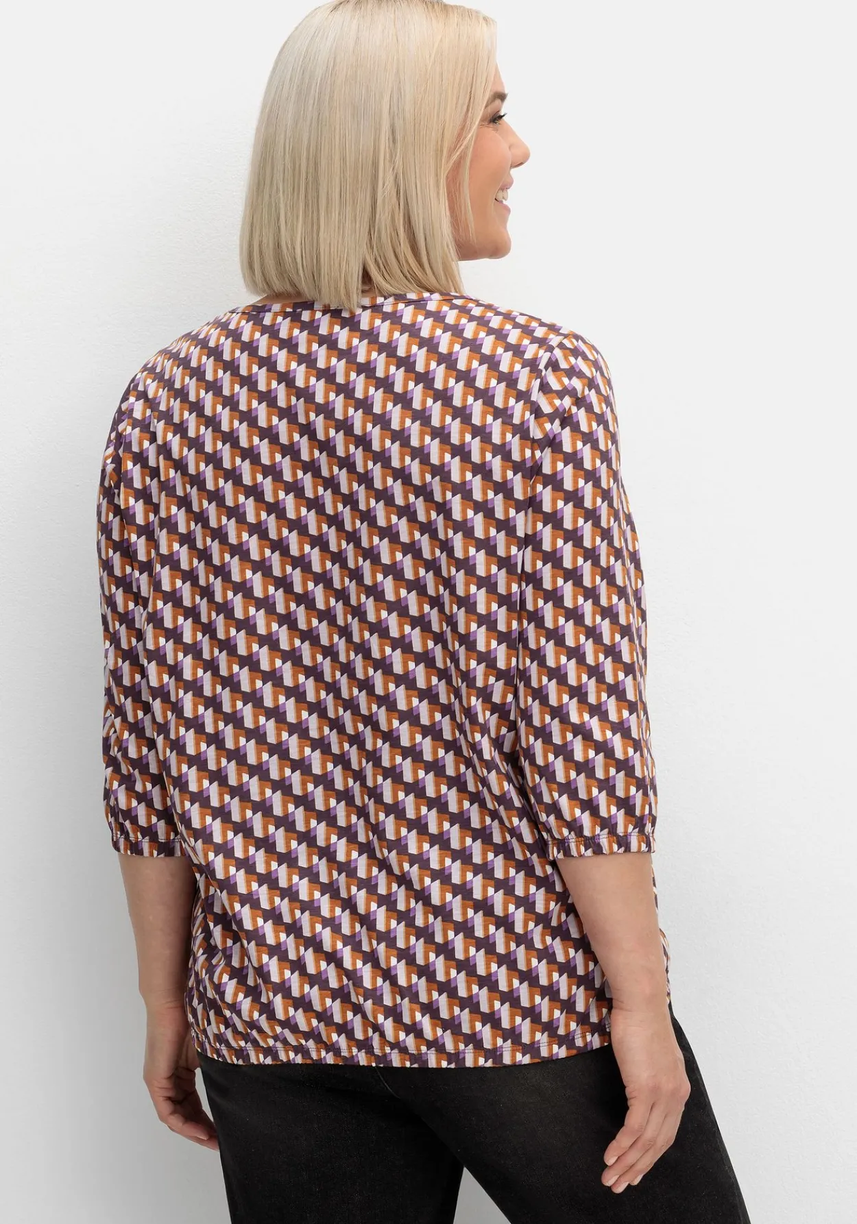 3/4-Arm-Shirt mit Grafikprint und Gummizugbund<sheego Clearance