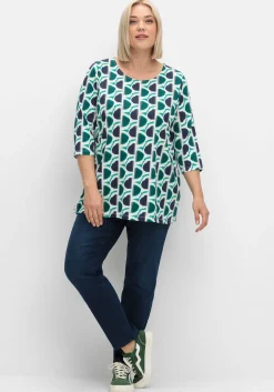 3/4-Arm-Shirt mit grafischem Retromuster<sheego Discount