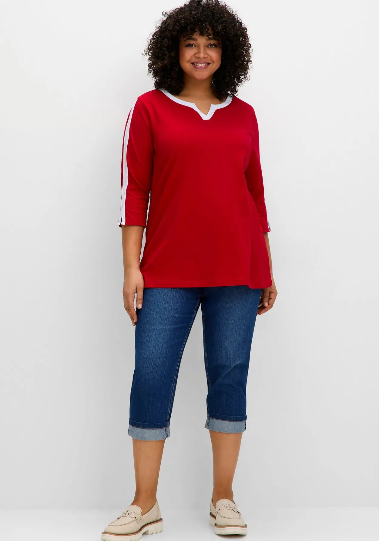 3/4-Arm-Shirt mit Kontrastdetails<sheego Discount
