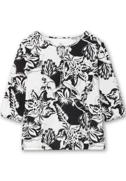 3/4-Arm-Shirt mit kontrastfarbenem Blütenprint<sheego New
