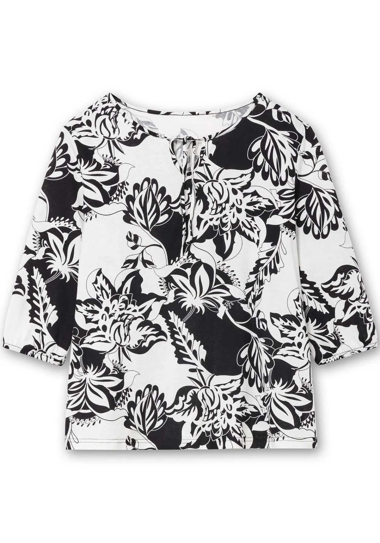 3/4-Arm-Shirt mit kontrastfarbenem Blütenprint<sheego New