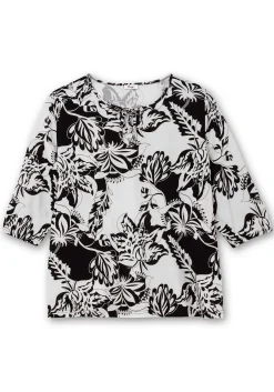 3/4-Arm-Shirt mit kontrastfarbenem Blütenprint<sheego Hot