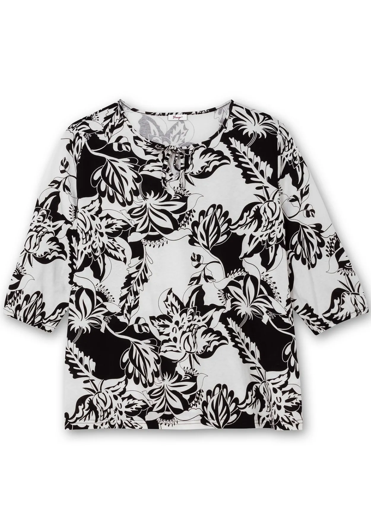 3/4-Arm-Shirt mit kontrastfarbenem Blütenprint<sheego Hot