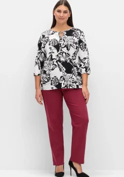 3/4-Arm-Shirt mit kontrastfarbenem Blütenprint<sheego New