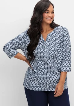 3/4-Arm-Shirt mit Retro-Alloverdruck<sheego Discount